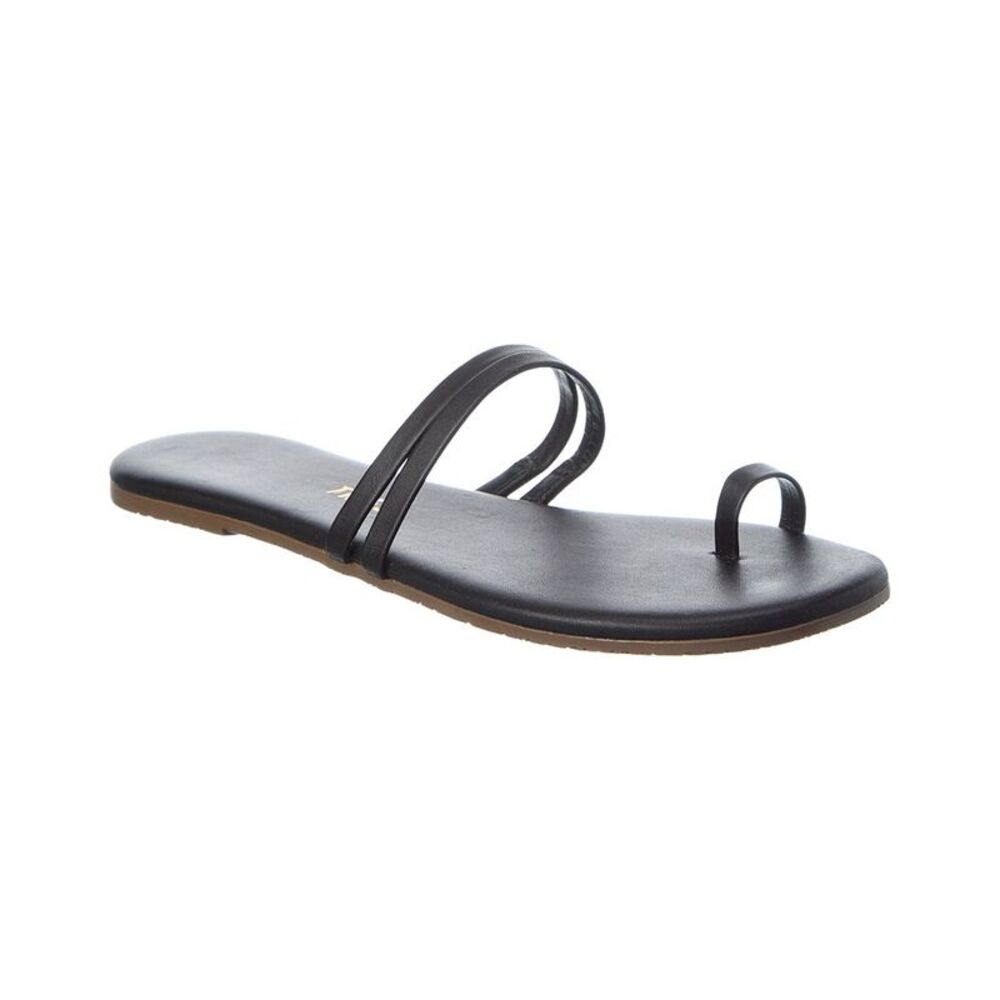 NWOT TKEES Black Minimal Leather Toe-Ring Sandal